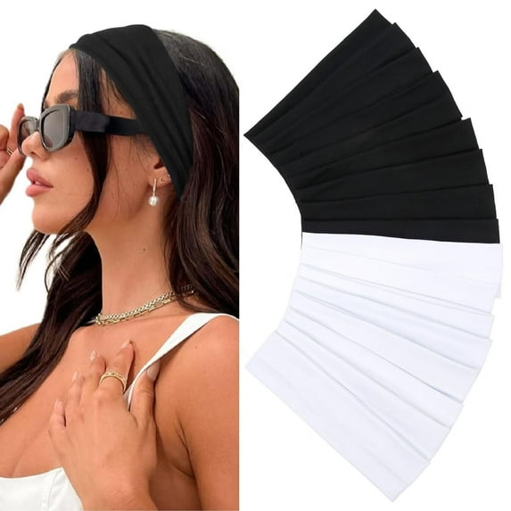 ZOUYUE Headbands for Women 16 Pack Elastic Hair Bands for Women' Hair Non Slip Soft Cloth Fabric Sweat Headbands Yoga Running Sport Hair Accessories, Black White Gray Women Headbands