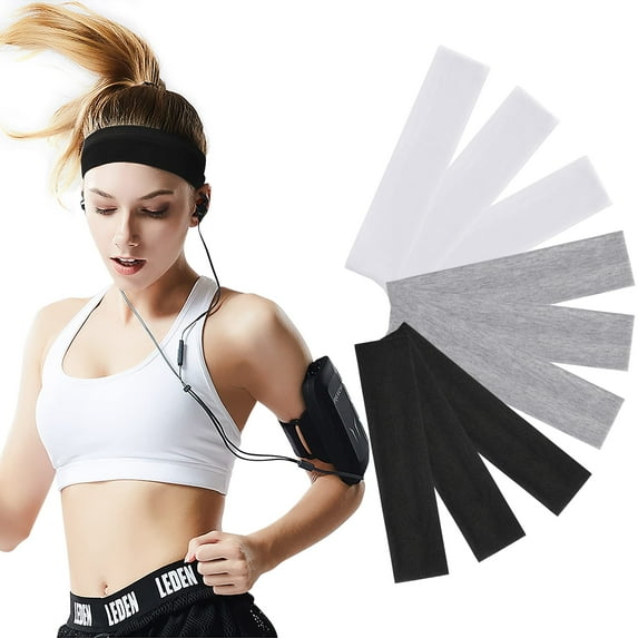 ZOUYUE Headbands for Women 9Pcs, Cotton Like Headbands Women Men 2.5 inch Wide, Soft Sweat Wicking Stretchy Headband for Women Girls Sports Yoga Running
