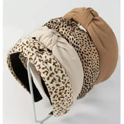 HOMUHOMU ZOUYUE Knotted Headbands for Women Non Slip Fashion Women Headbands,Hair Cute Hairband for Girls Beige Brown Leopard Head Band Hair Accessories for Women 4PCS