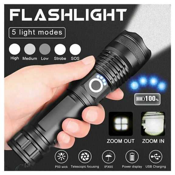 ZOUYUE LED 90,000 Lumens "Flashlight," Waterproof, Black