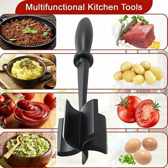 ZOUYUE Meat Choppers-Long Handle Heat,5 Curve Chopper Ground-Resistant Food Grade Meat Chopper,Beef Potato Chopper Cookware Utensil Kitchen Tool Stir Spatula