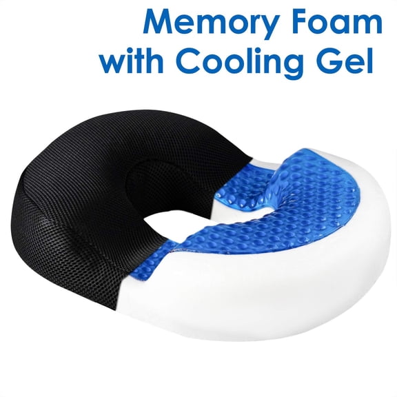 ZOUYUE Memory Foam Donut Pillow, Black, 16.00 x 13.00 x 2.75 Inches, Tailbone Pain Relief Cushion