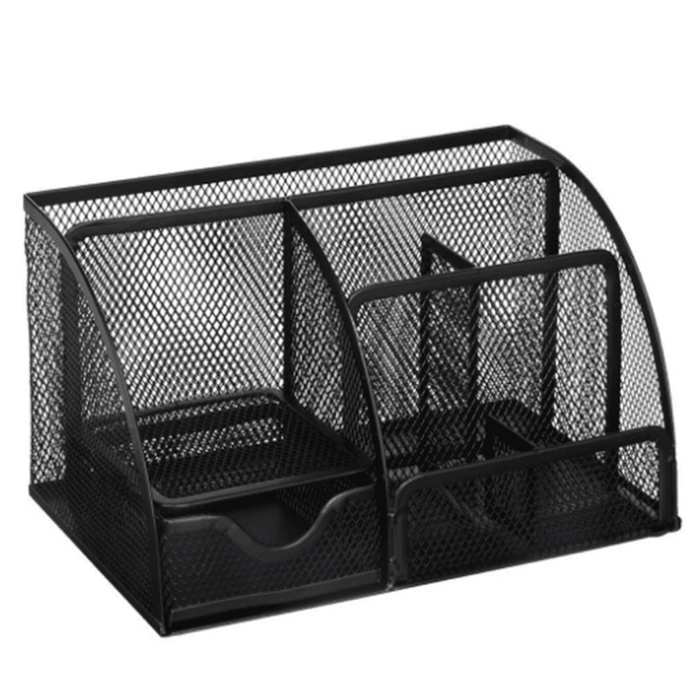 ZOUYUE Mesh Office Supplies Desk Organizer Caddy, 6 Compartments, Black