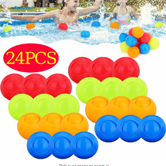 ZOUYUE Multi-Color, Silicone Water Balloons, 2.5in Diameter, 24 Pack