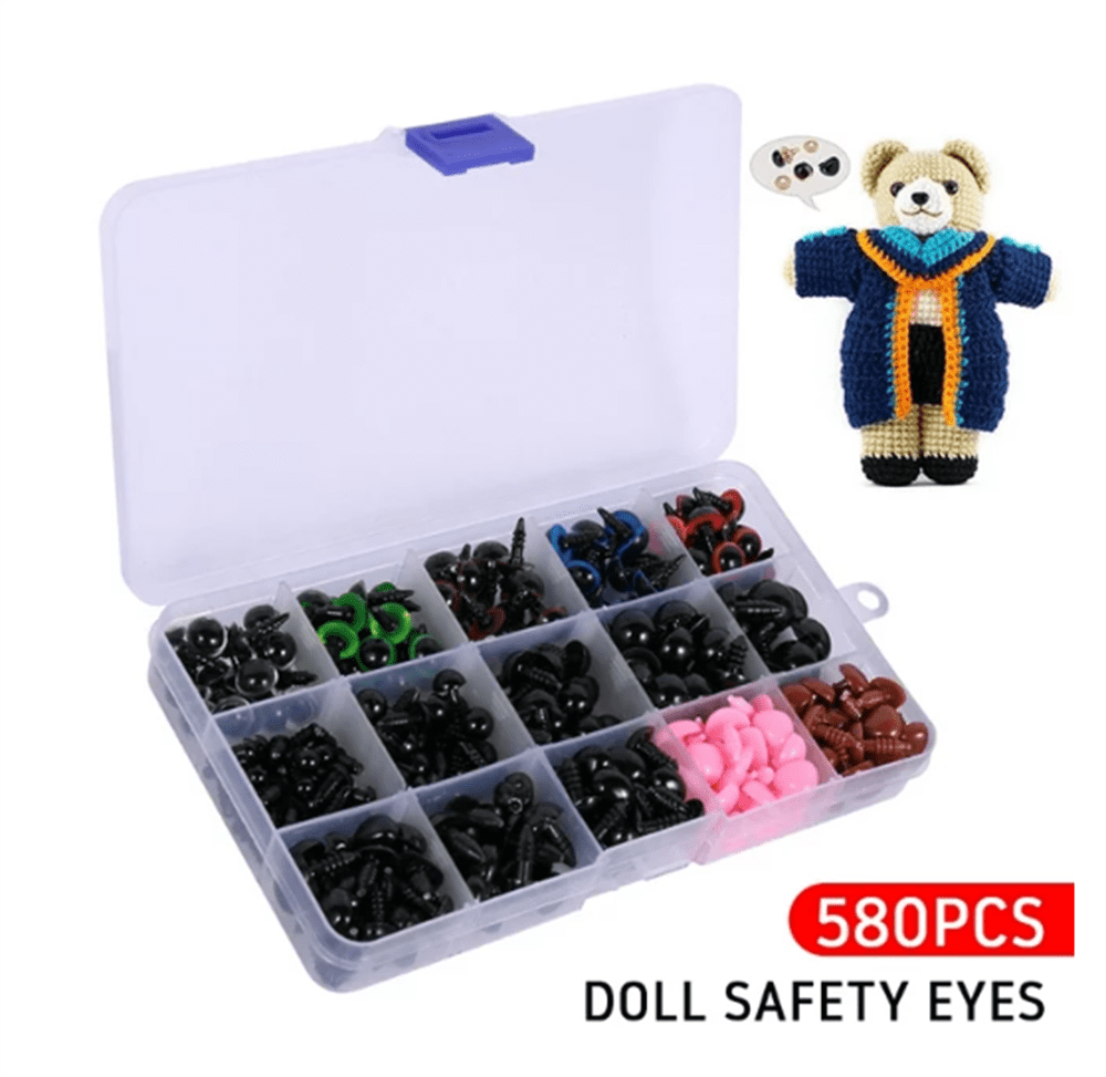ZOUYUE Plastic Safety Eyes and Noses with Washers 580 Pcs, Craft Doll