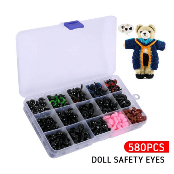 ZOUYUE Plastic Safety Eyes and Noses with Washers 580 Pcs, Craft Doll Teddy Bear Nose for Amigurumi, Crafts, Crochet Toy Stuffed Animals (Assorted Sizes)