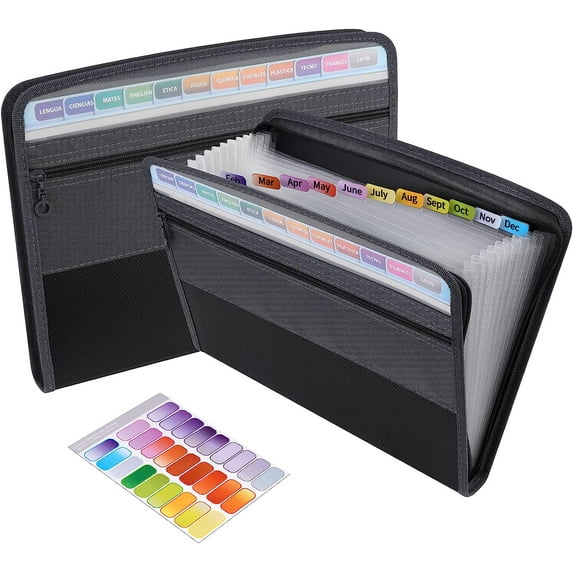 ZOUYUE Polyester 13-Pocket Letter-Size Portable File Organizer, Black