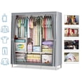 thumbnail image 1 of ZOUYUE Portable Closet, 67-Inch Portable Wardrobe with 3 Hanging Rods and 6 Storage Shelves, Non-Woven Fabric, Stable and Easy Assembly Grey Portable Closets for Hanging Clothes with Side Pockets, 1 of 7