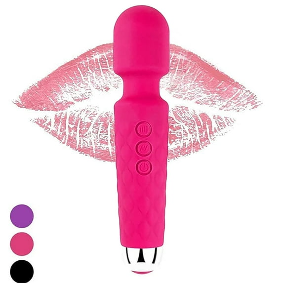 ZOUYUE Portable Personal Messager Wand Travel Size Silicone Massage Pleasure Handheld with 20 Vibrating Patterns 8 Speeds Body Massager Cordless USB Rechargeable,Pink