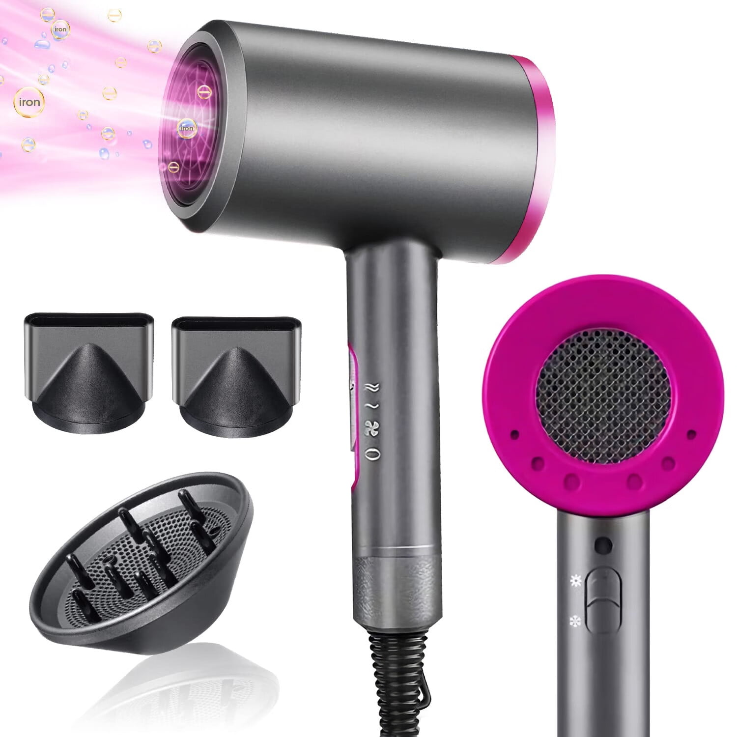 ZOUYUE Professional Hair Dryer With Diffuser,1800W Ionic Hair Dryer