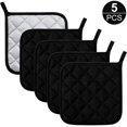 thumbnail image 1 of ZOUYUE Set of 5 Black Cotton Kitchen Everyday Basic Terry Pot Holder Heat Resistant Coaster Potholder for Cooking and Baking, 1 of 7