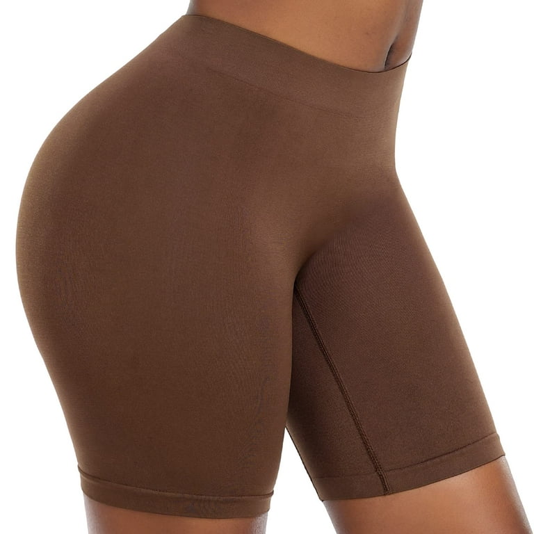 ZOUYUE Slip Shorts Womens Comfortable Seamless Smooth Shapewear Slip Shorts  for Under Dresses-Brown