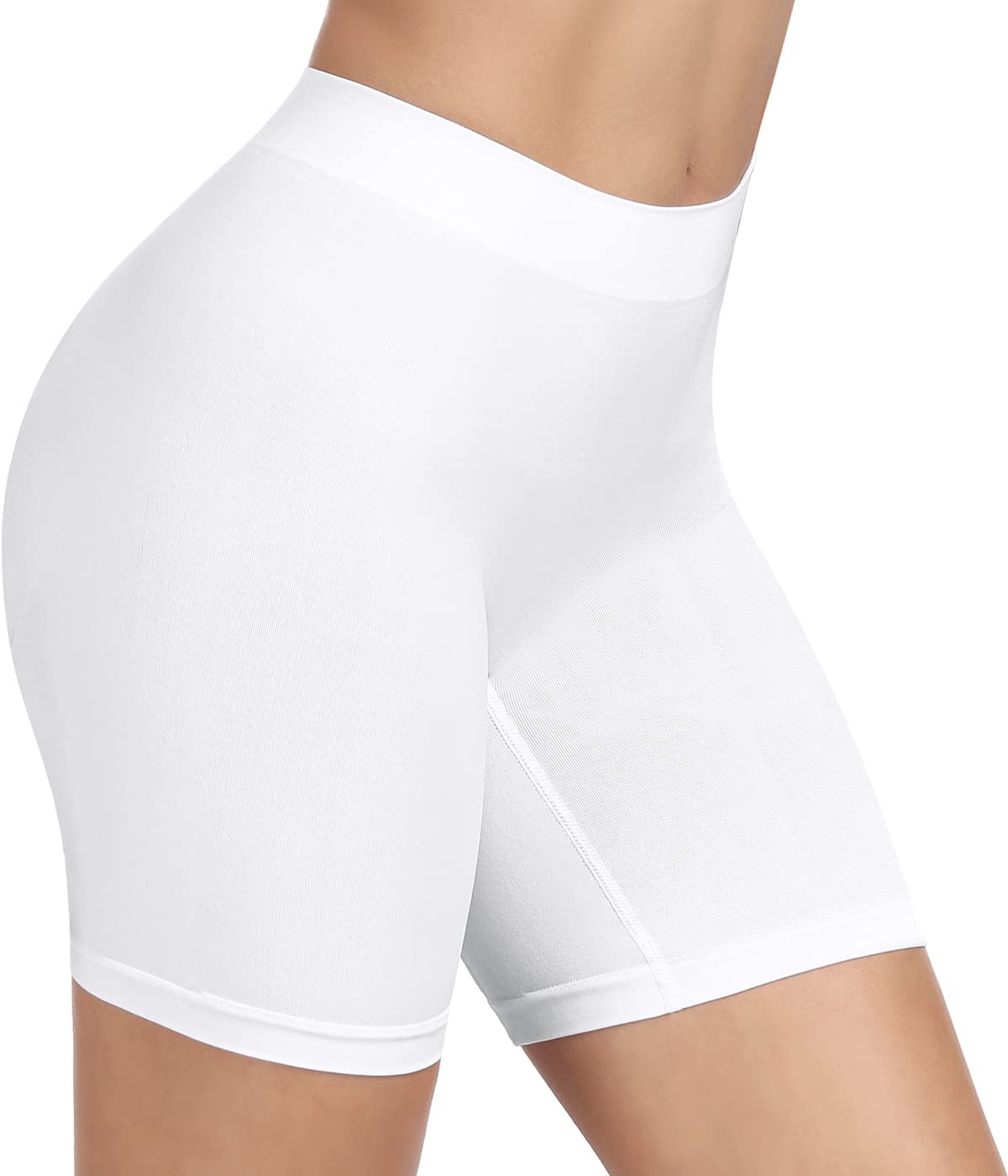 ZOUYUE Slip Shorts Womens Comfortable Seamless Smooth Shapewear Slip Shorts  for Under Dresses-White 