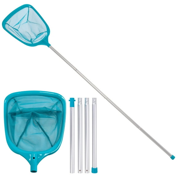 ZOUYUE Swimming Pool 5 Foot Leaf Skimmer Net with 4 Aluminum Pole Sections - 6" Deep Ultra Fine Mesh Netting Bag Basket for Fast Cleaning of The Finest Debris - 60" Long, Clean Spas, Ponds
