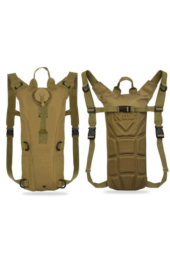 ZOUYUE Tactical Hydration Pack with 3L BPA Free Bladder Daypack,Military Adjustable Water Backpack for Hiking,Cycling,Climbing,Leakproof,Running (Brown)