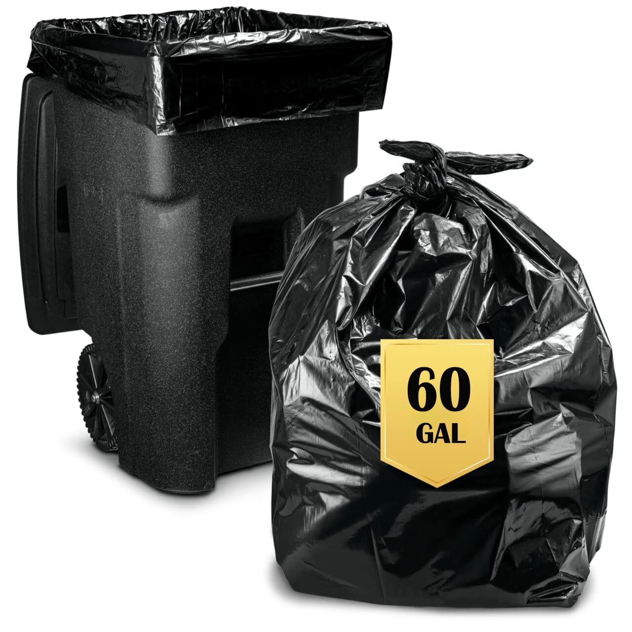 ZOUYUE Trash Bags, 60 Gallon Heavy Duty Garbage Bag & Kitchen Trash Bags,50 Count Trash Bags