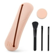 ZOUYUE Travel Makeup Brush Holder,Silicone Makeup Brush Holder,Makeup Brush Bbag,BPA free,Travel Accessories-Beige