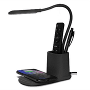 ZOUYUE U-Light LED Desk Lamp with Wireless Charger Dimmable Eye-Caring Desktop Lamp with Organizer & 3 Brightness Levels Black