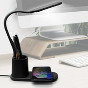 ZOUYUE U-Light LED Desk Lamp with Wireless Charger & Organizer Black