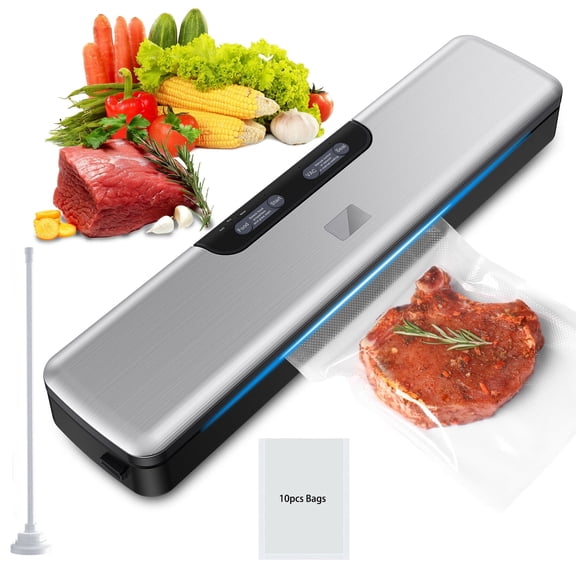 ZOUYUE Vacuum Sealer, Food Vacuum Sealer Machines Automatic Air Sealing System with Vacuum Hose & 10Pcs Seal Bags Starter Kit, 5 Modes for Dry & Moist Food Storage Sous Vide, Compact