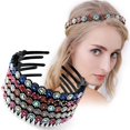thumbnail image 1 of ZOUYUE Wave Rhinestone Headbands 5pcs Plastic Tooth Comb Headbands Crystal Hair Loop Non-slip Wavy Hairbands for Women Girls, 1 of 7