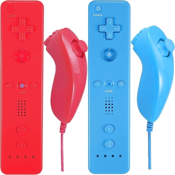 ZOUYUE Wii Controller 2 Pack, Wii Remotes and Nunchucks Compatible with Wii & Wii U Console, Wireless Remote come with Silicone Case and Wrist Strap