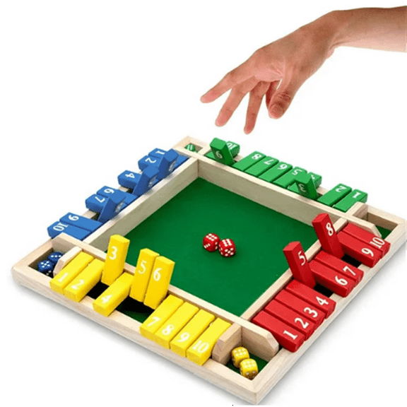 ZOUYUE Wooden Shut The Box Dice Game for 2-4 Players, Classics Tabletop Version and Pub Board Game