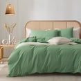 thumbnail image 1 of ZOVAN Duvet Cover Set 100% Washed Cotton Super Soft Breathable Durable (Green, King), 1 of 7