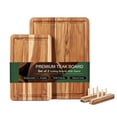 thumbnail image 1 of ZOVANO 2pcs Teak Wood Cutting Board Set with Fast Drying Stand Storage, 1 of 10