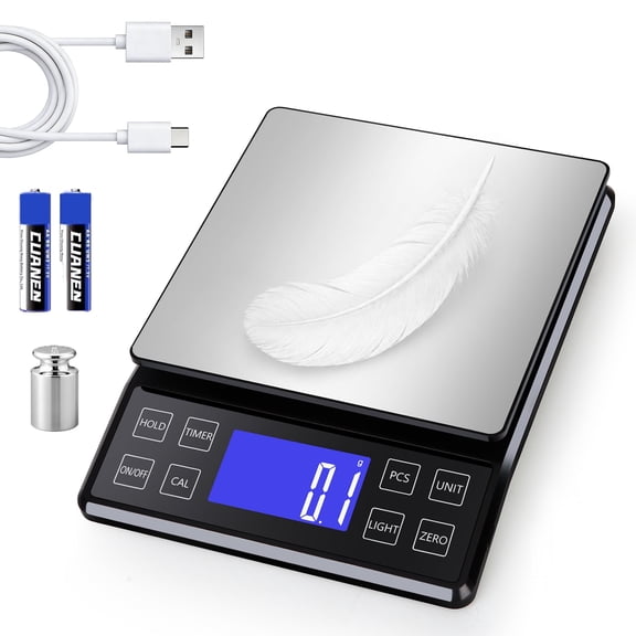 ZOWWKLLY Digital Food Kitchen Scale, Gram Scale 0.1g/0.001oz Accuracy,5kg/11lb Stainless Steel with 9 Units, Tare Function& LCD Display, USB Rechargeable & Battery Powered, Espresso, Baking, Cooking