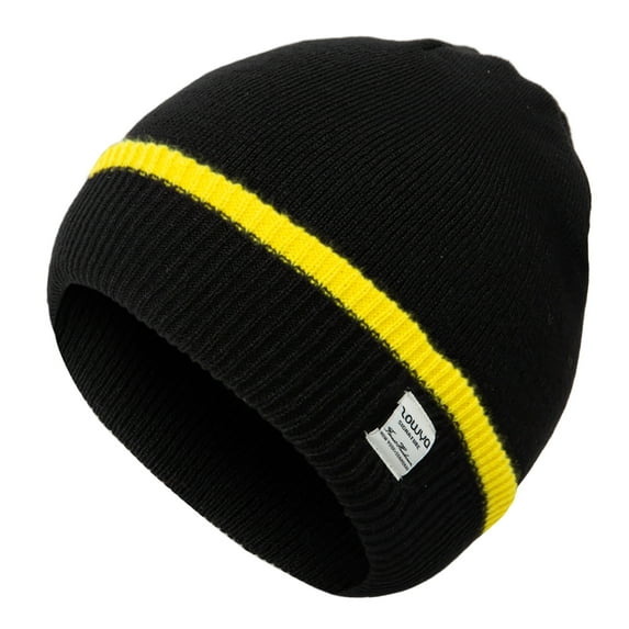 ZOWYA Knit Rib Cuff Beanie for Men and Women – Knit Hat Skull Ski Cap with Solid Color/Stripe