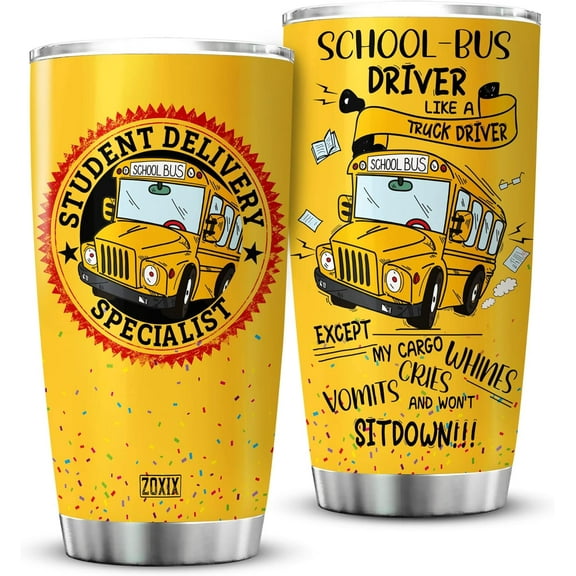 ZOXIX Bus Driver Coffee Tumbler 20oz Student Delivery Specialist Cup Insulated With Lid Back To School Gifts Stainless Steel Mug Funny Quotes Novelty Bus Driver Appreciation Gift