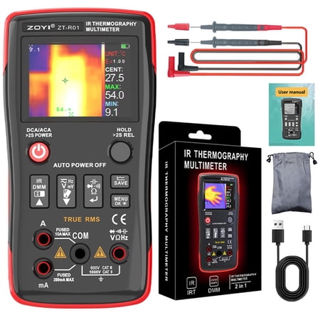 ZOYI Thermal Imaging Camera 2 in 1 True RMS Multimeter 32×32Resolution -4°F to 1022°F type-C Charging for Electrical Industrial Inspections 25000count digital multimeter