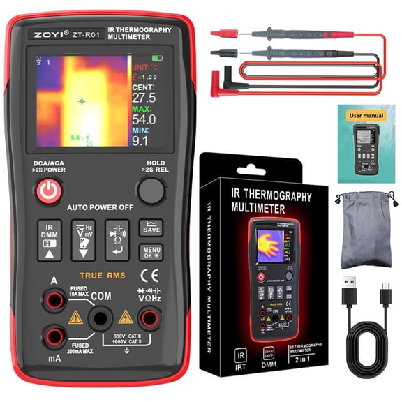 ZOYI Thermal Imaging Camera 2 in 1 True RMS Multimeter 3232Resolution  -4F to 1022F type-C Charging for Electrical Industrial Inspections 25000count digital multimeter