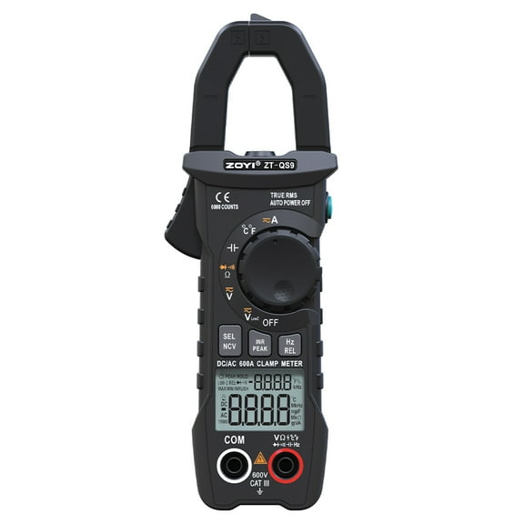 ZOYI ZT-QS9 6000 Counts Clamp Meter Multimeter Tester with Capacitance and Resistance Measurement, AC/DC Volt Ohm Amp Meter, Voltmeter Functionality, and Diode Testing Capability