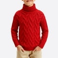 thumbnail image 1 of ZOYOEN Boy Cable Chunky Sweaters- Long Sleeve Warm Turtleneck Casual Kids Winter Clothes Red Size 6 T, 1 of 5