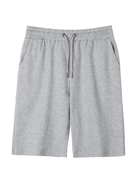 Boys Athletic Shorts with Pockets- Elastic Waist Casual Cotton Drawstring Active Shorts Husky Gray Size 10