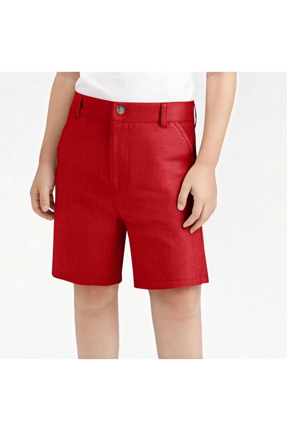 Boys Chino Shorts with Pockets- Casual Pull On Comfort Waist School Uniforms