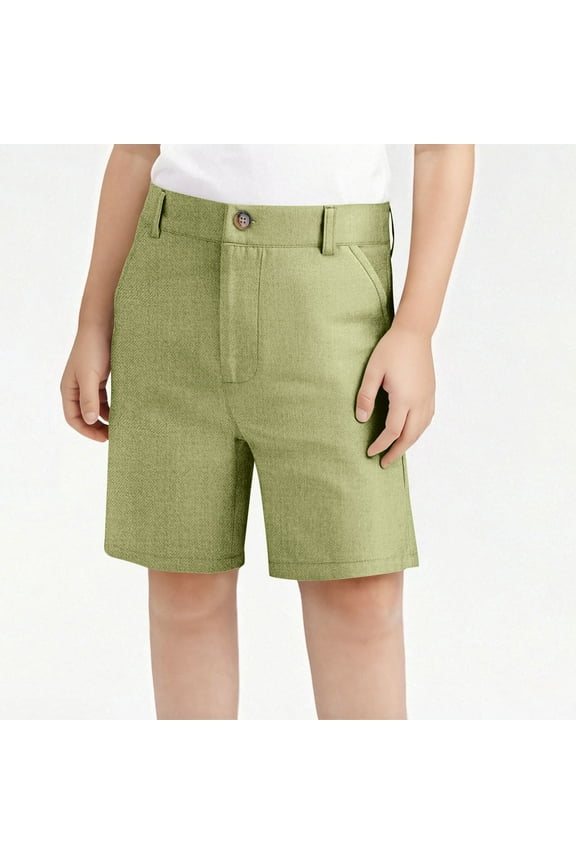 Boys Chino Shorts with Pockets- Casual Pull On Comfort Waist School Uniforms