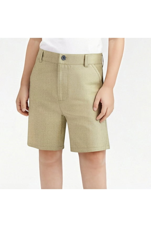 Boys Chino Shorts with Pockets- Pull On Comfort Waist Casual School Uniforms Khaki Size 4-18 Years