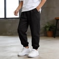 thumbnail image 1 of ZOYOEN Boys Cotton Linen Pants with Pockets- Elastic Waist Lightweight Straight Leg Casual Summer Beach Pants Black Size 5, 1 of 7