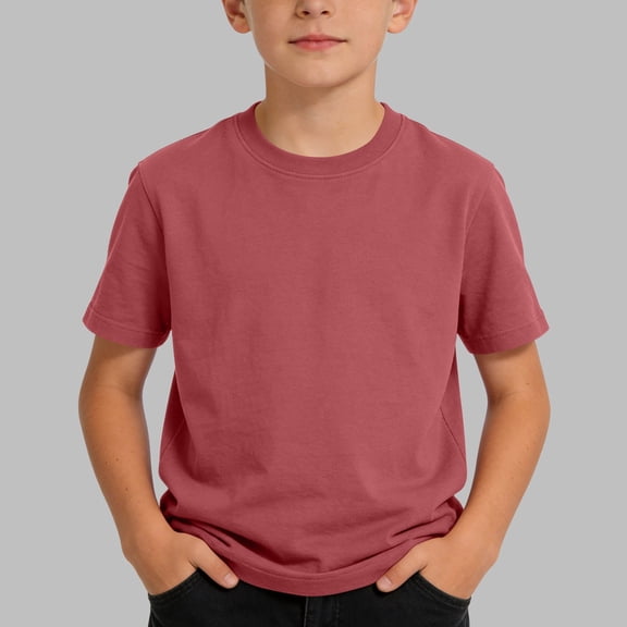 ZOYOEN Boys Cotton T Shirts- Casual Summer Short Sleeve Soft Kids Basic Tees Wine Size 12