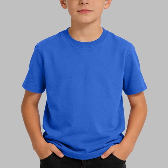 ZOYOEN Boys Cotton T Shirts- Short Sleeve Summer Casual Soft Kids Basic Tees Blue Size 4 T