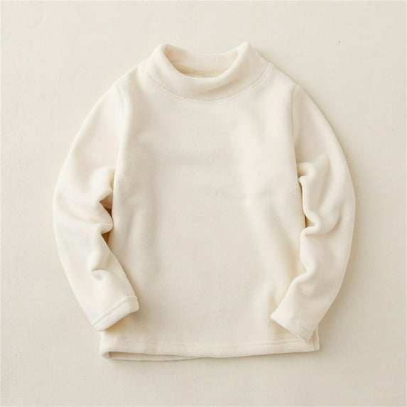 ZOYOEN Boys Fleece Shirts- Casual Crewneck Warm Long Sleeve Kids Fall Winter Clothes White Size 4