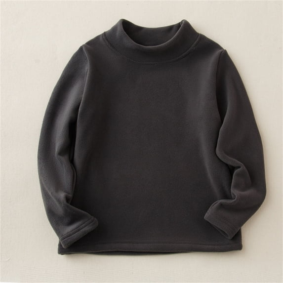 ZOYOEN Boys Fleece Shirts- Long Sleeve Warm Crewneck Casual Kids Fall Winter Clothes Gray Size 4