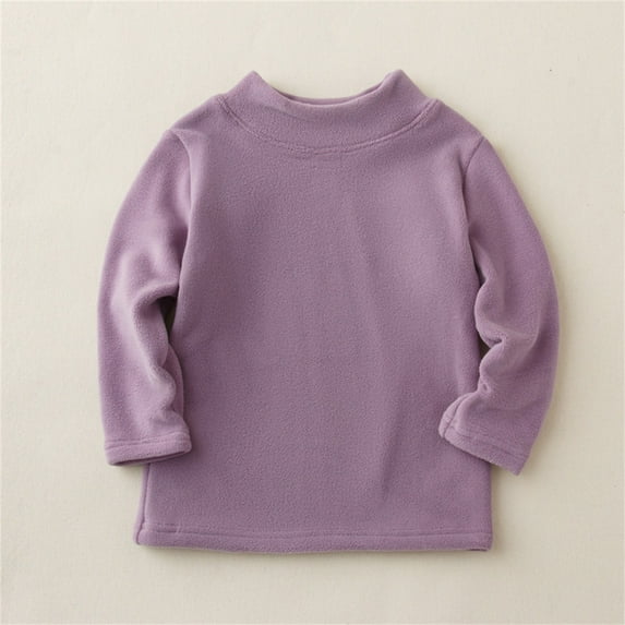 ZOYOEN Boys Fleece Shirts- Warm Casual Long Sleeve Crewneck Kids Fall Winter Clothes Purple Size 5