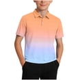 thumbnail image 1 of ZOYOEN Boys Gradient Polo Shirts- Breathable Fashion Short Sleeve Summer Kids Performance Shirts Orange Size 8, 1 of 7