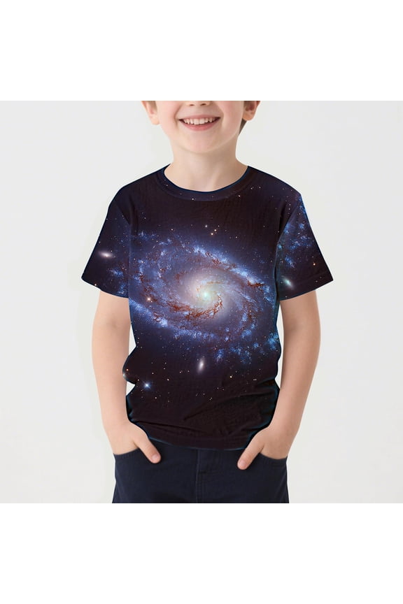 Boys Graphic T Shirts- Fashion Casual Crewneck Short Sleeve Kids Summer Tees Multicolor Size 5
