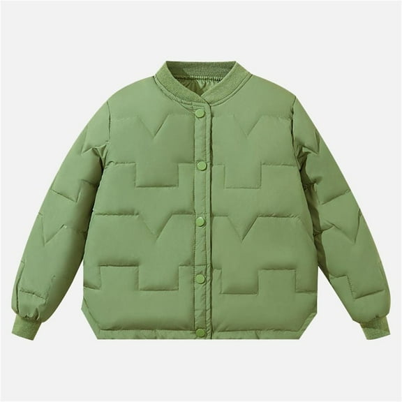 ZOYOEN Boys Hoodless Winter Coats- Loose Casual Button Up Warm Quilted Jackets Army Green Size 12