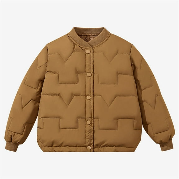 ZOYOEN Boys Hoodless Winter Coats- Warm Button Up Casual Loose Quilted Jackets Brown Size 12